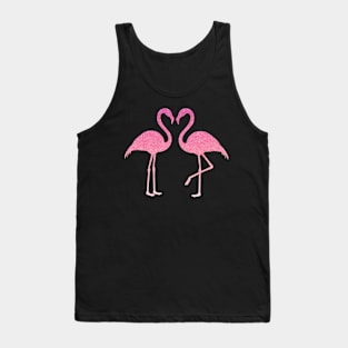 Pink Ombre Faux Glitter Flamingos Silhouette Tank Top